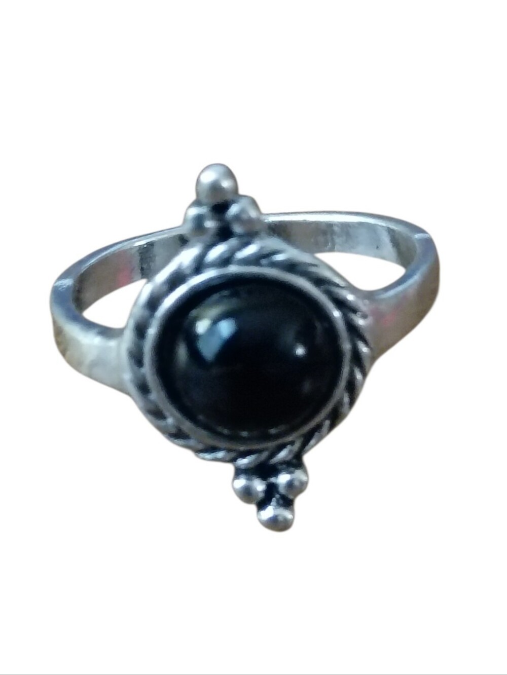 Fashion Jewelry Silver Black Onyx Round Ring - Women Jewelry